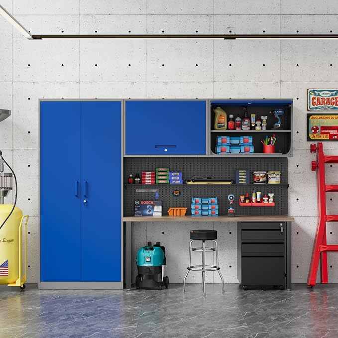 Metal Storage Cabinet Blue&Gray Wall Cabinets - Image 9