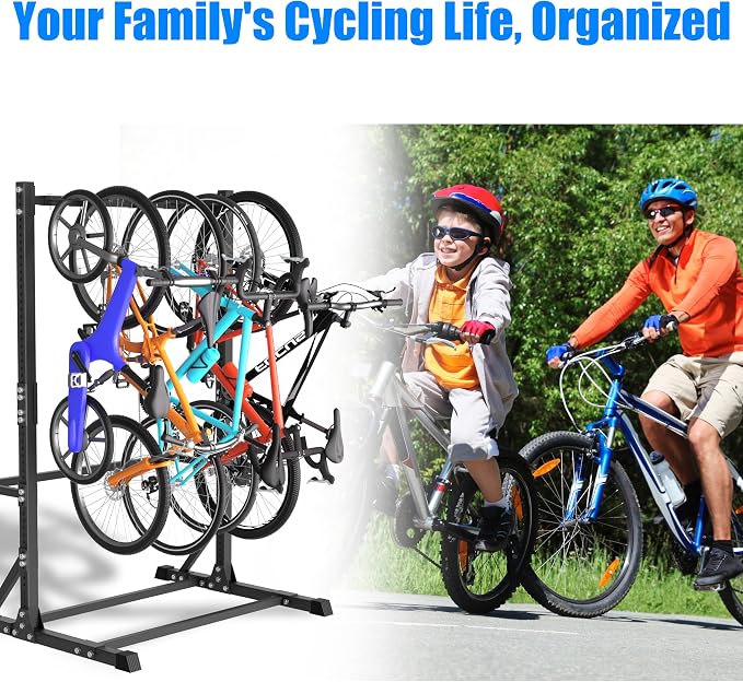 5 Bike Storage Rack, Freestanding Vertical Bicycle Stand - Image 6