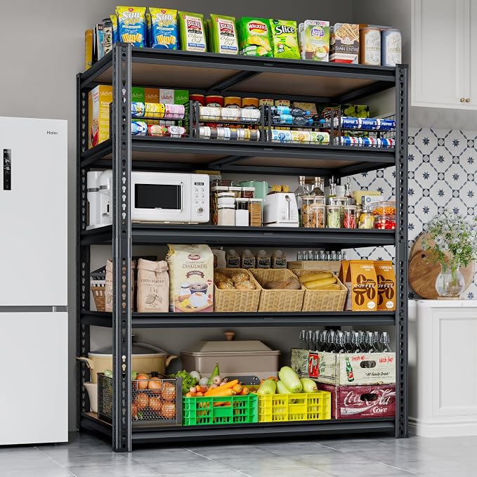 72"H Storage Shelves heavy duty, 2000LBS Garage Shelving, 5 Tier Metal Shelving - Image 2