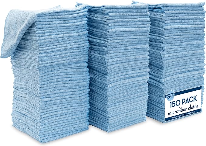 S&T INC. 150 Pack Microfiber Cleaning Cloth, Bulk Towels by STINC