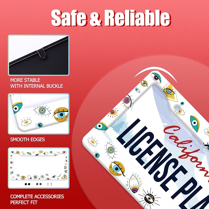 Evil Eye License Plate Frame Colorful License Plate Frames Stainless Steel - Image 2