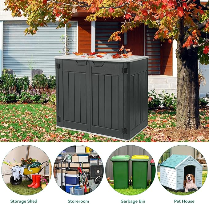 YITAHOME Extra Large Outdoor Horizontal Storage Shed, 4.5x4ft Resin Tool Sheds - Image 3