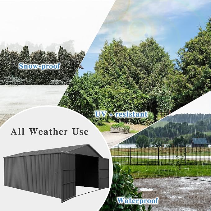 Domi 12x15FT Outdoor Metal Garage Shed, Extra Large Carport - Image 6