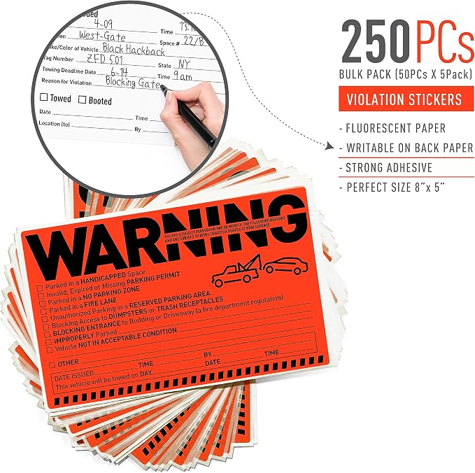 Easykart Labels 250 Parking Violation Notice Tow Stickers - Image 2