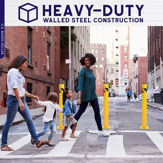 BISupply Safety Bollard Post Parking Barrier 1 Pack - 42in Yellow Pipe Bolt - Image 3