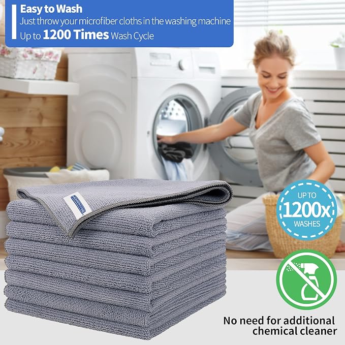 HOMERHYME Microfiber Cleaning Cloths, 8 Pack Cleaning Rags, Lint-Free 300GSM - Image 6