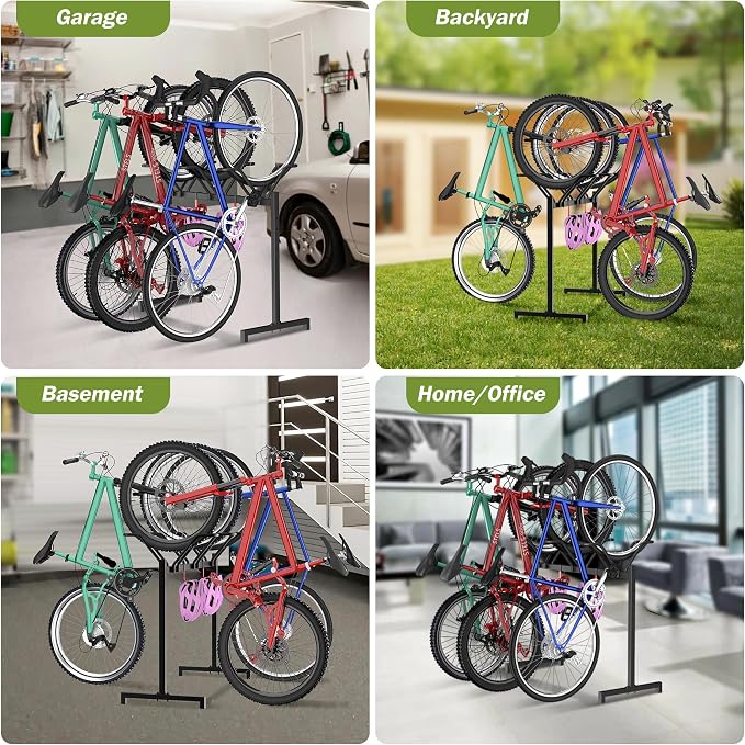 3 Bikes Floor Stand, Adjustable Bicycle Parking Rack - Image 7