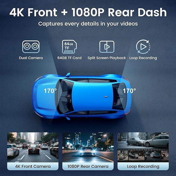 10.26" Carplay Screen for Car, 4K Dash Cam, Portable Tablet for Apple Android - Image 2