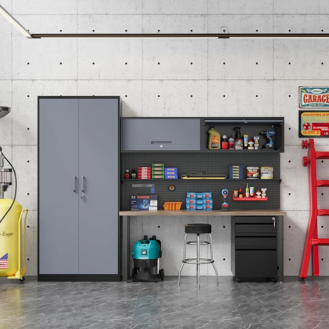Metal Storage Cabinet Black&Gray Wall Cabinets - Image 7