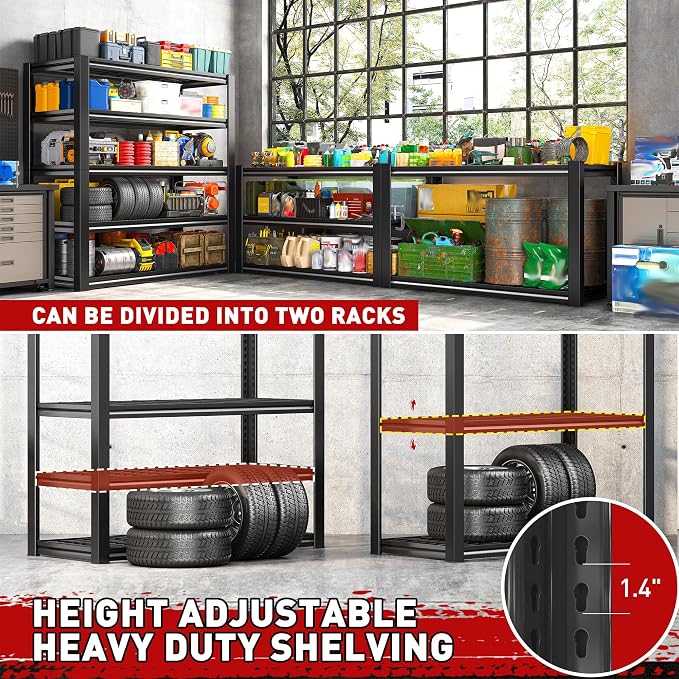 REIBII Garage Shelving 3000LBS, Heavy Duty Storage Shelves, Adjustable - Image 6