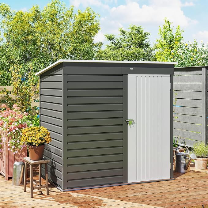 Outsunny 6' x 4' Outdoor Storage Shed, Metal Garden Tool Shed - Image 7