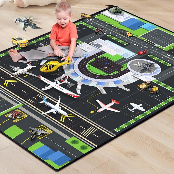 Play Rug for Playroom 3x4 Airport Carpet for Boys Bedroom by Isyorefam