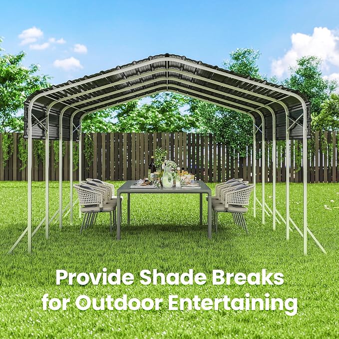 12x20' Heavy Duty Metal Carport – Sturdy Structure, All-Weather Protection - Image 8