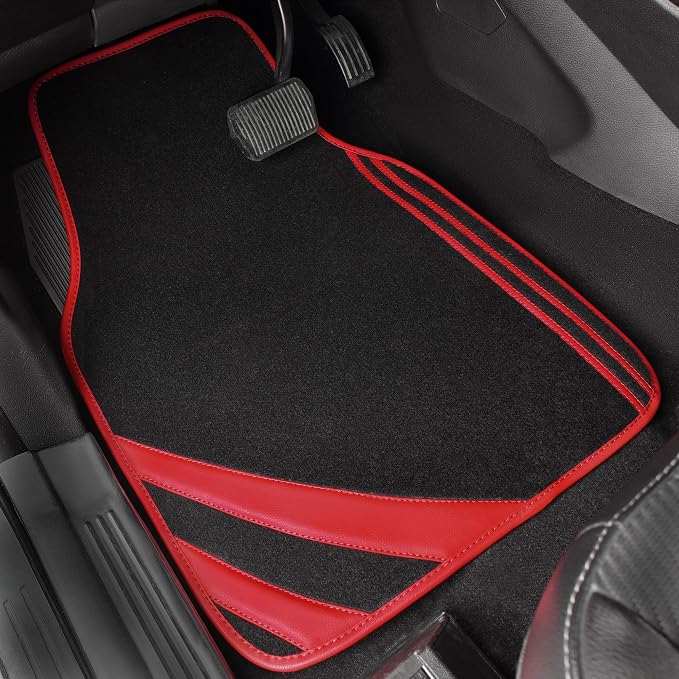 CAR PASS Red Edge Leather Car Floor Mats, Universal Waterproof Car Mats - Image 7