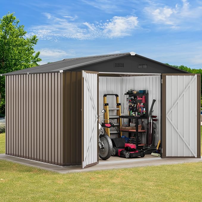 DWVO 10x8FT Outdoor Storage Shed, Spacious Metal Tool Shed - Image 2