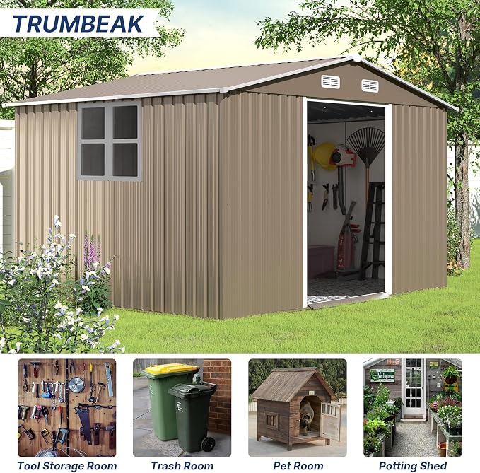 10FT x 8FT Metal Outdoor Storage Shed, Garden Sheds & Outdoor Storage - Image 2