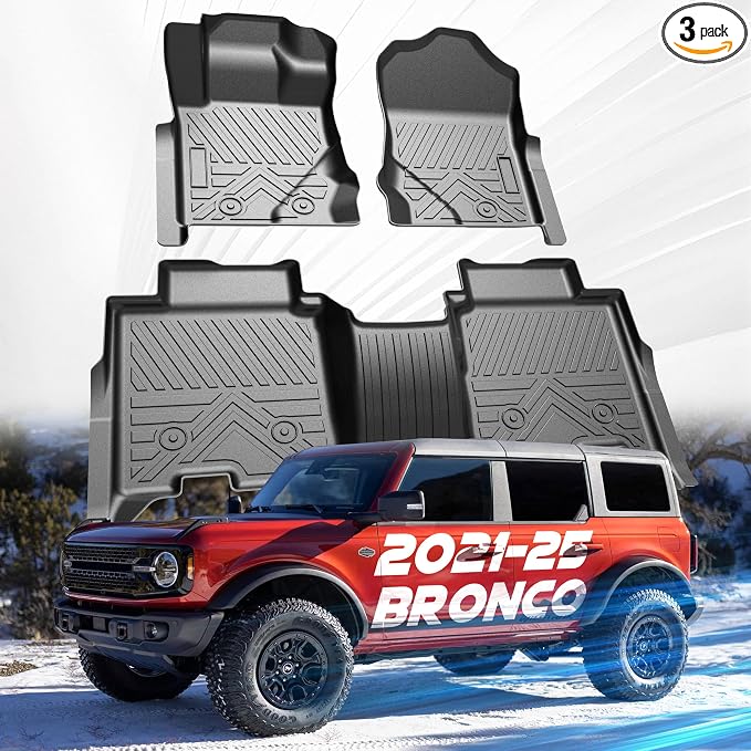 Car Floor Mats for Ford Bronco 4 Door 2025 2024-2021 Accessories, TPE All by SSESS