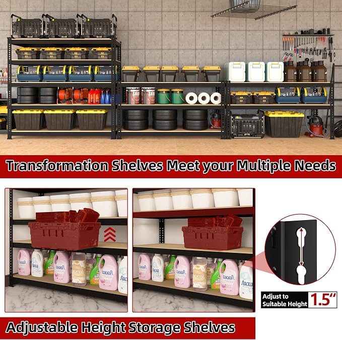 2 Packs 35.5" W x 16" D x 71" H Adjustable Garage Storage Shelves - Image 6