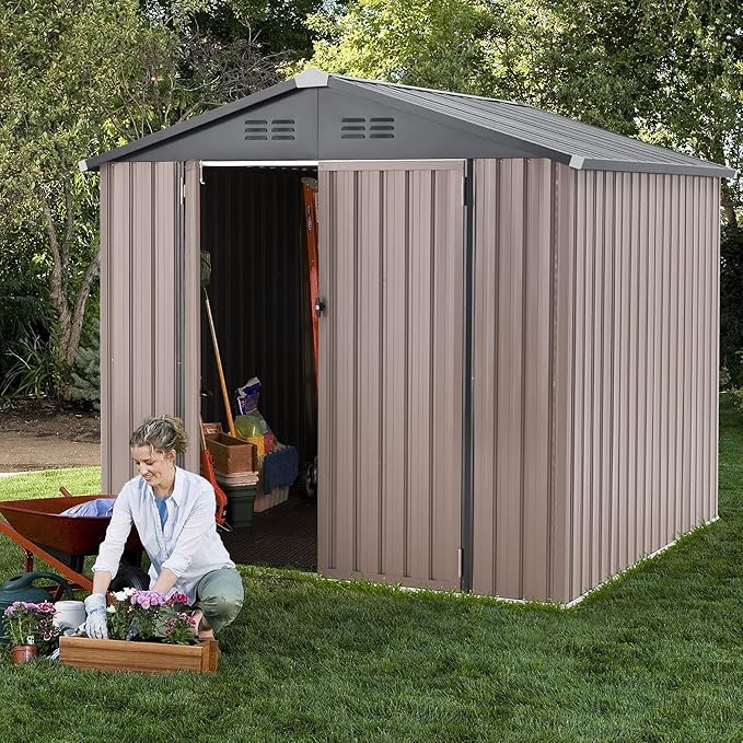 AECOJOY 7' x 7' Metal Storage Shed - Image 7