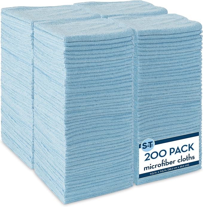 S&T INC. 200 Pack Microfiber Cleaning Cloth, Bulk Towels by STINC