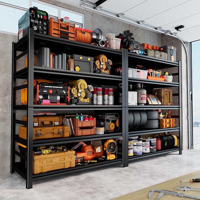 48" W Garage Shelving 3800Lbs Storage Shelves Heavy Duty 5 Tier Adjustable - Image 2