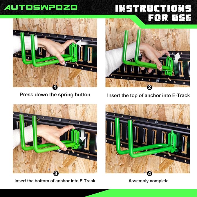 2-Pack E-Track Heavy Duty Shovel/Tool Hanger, E Track Hooks - Image 3