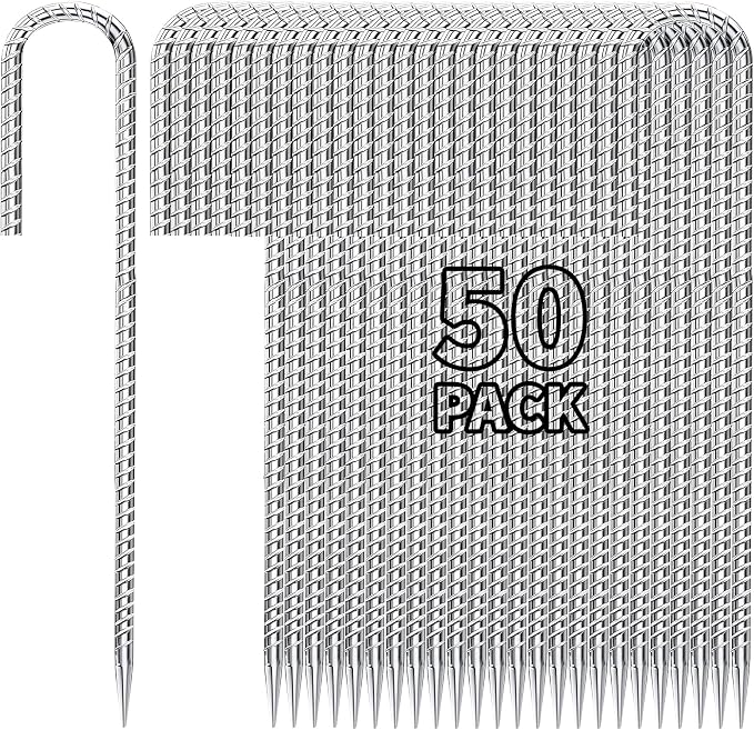 12 inch Fence Stakes Heavy Duty 50-Pack J Hook Rebar Ground Stakes Anchor by Besitu