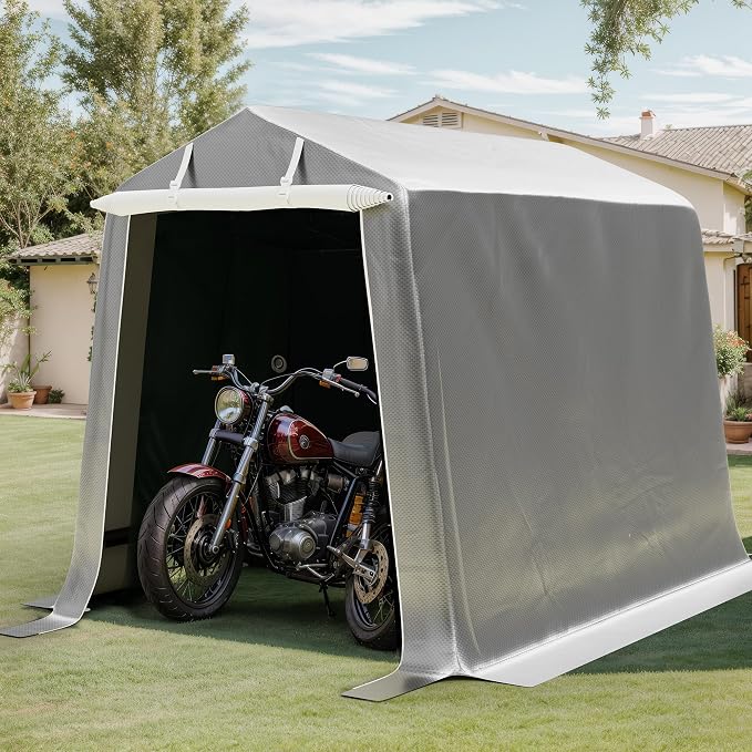 Shintenchi 6x6ft Outdoor Portable Storage Shelter Shed, Carport Storage Shed - Image 2