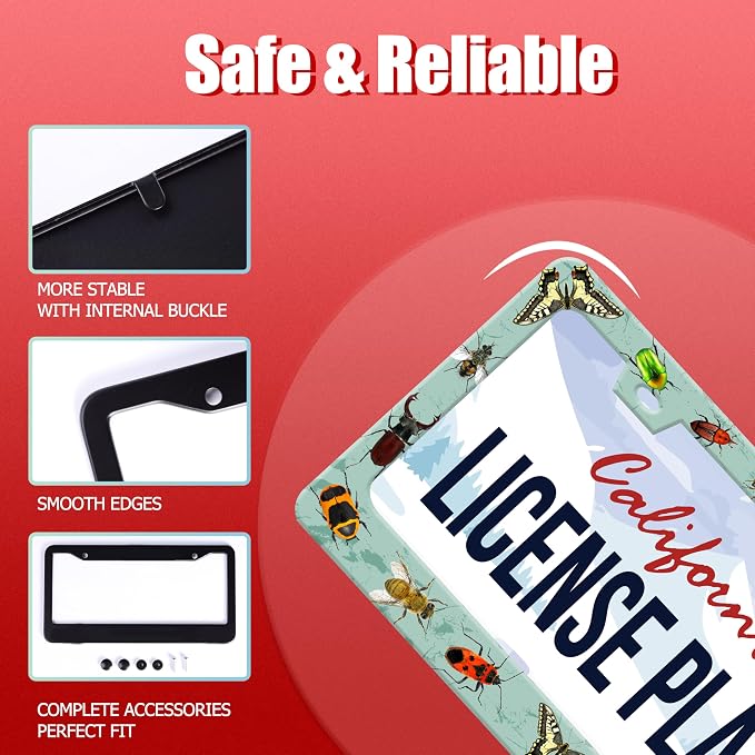 Personalized License Plate Frame Butterfly Moth Beetle Stainless Steel - Image 3