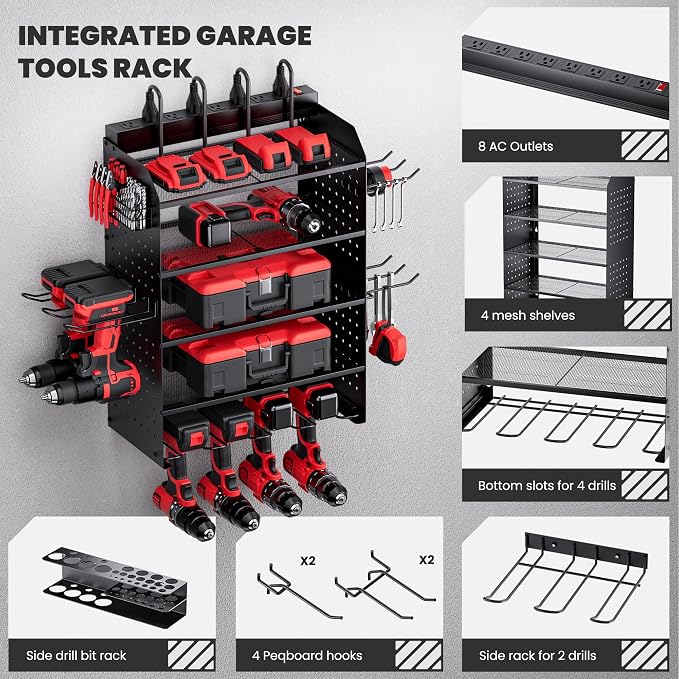 TRZZ Power Tool Organizer Wall Mount, 5-Layer Charging Station - Image 3