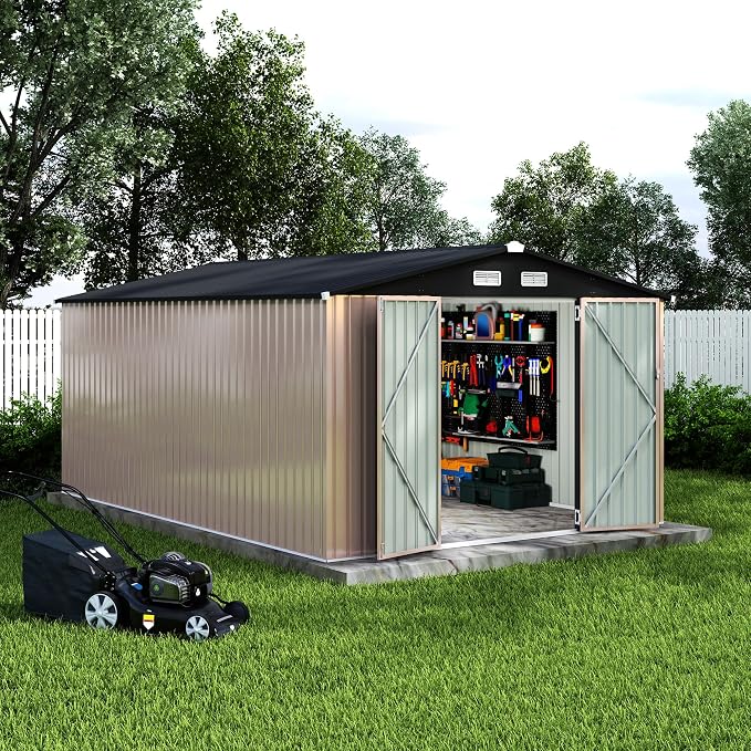 10x14 FT Metal Storage Sheds Outdoor, Metal Yard Sheds Garden Shed Kit - Image 7