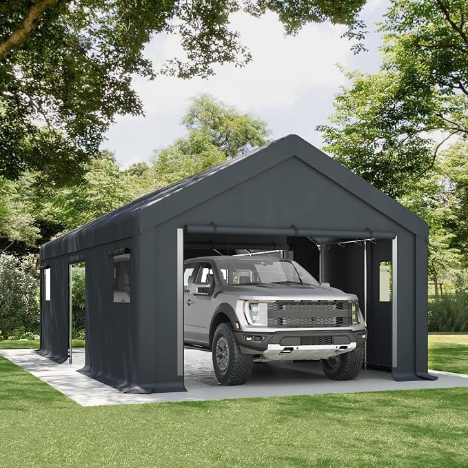 PHI VILLA 13'x24'x9.6' Outdoor Portable Storage Shelter Shed Garage - Image 9