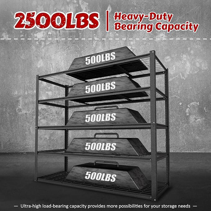 MUPATER 48" W x 20" D x 72" H Metal Storage Shelves, Garage Shelving Unit - Image 6