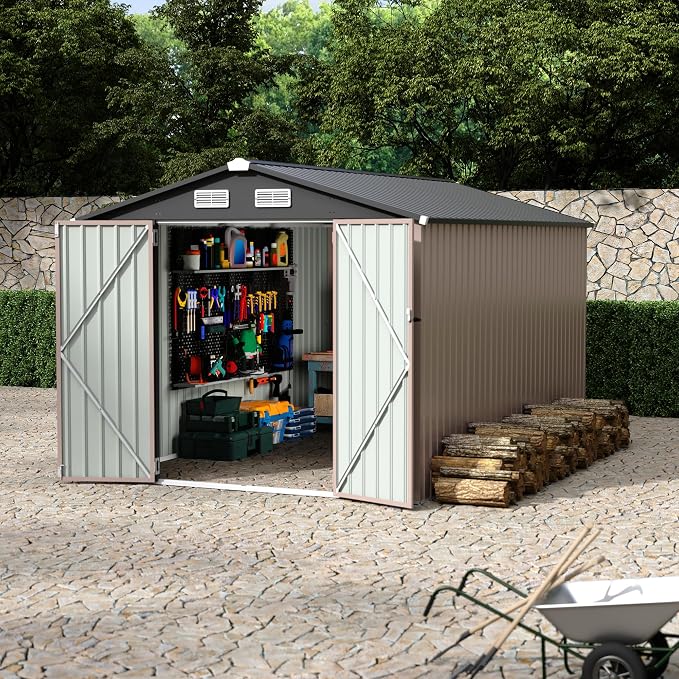 8x12 FT Metal Storage Sheds Outdoor, Metal Yard Sheds Garden Shed Kit, Metals - Image 8