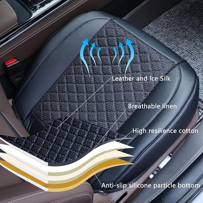 Car Seat Covers, 2 Pack Leather Bottom Car Seat Cover Universal Front Seats Only - Image 3