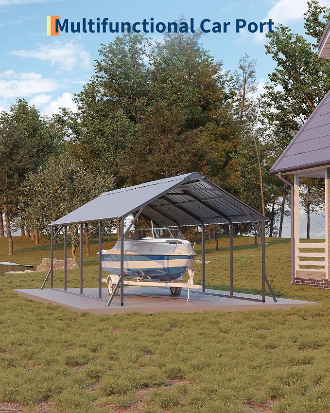 11'x20'x9' Vertical Roof Metal Carport, Heavy Duty Steel Car Ports - Image 6