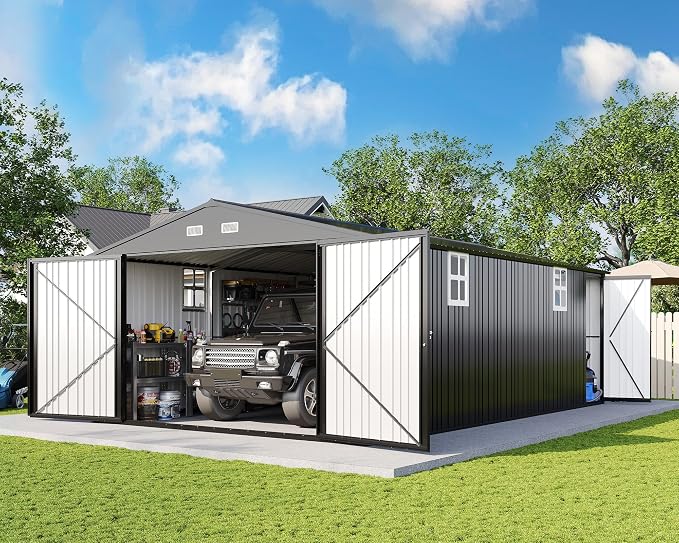 AMERLIFE 13.2x21x8.4 FT Outdoor Metal Garage Shed, Extra Large Storage Shed by AMERLIFE