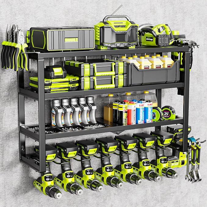 MAXIFFE 4 Layer Power Tool Organizer Wall Mount, Heavy Duty Metal Cordless Tool by MAXIFFE