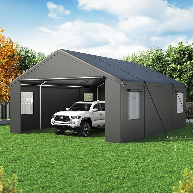 Polar Aurora Carport 20x20 FT, Heavy Duty Car Port Canopy, by PolarAurora