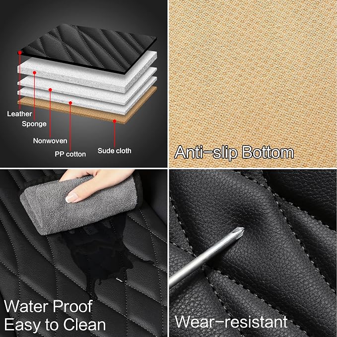 Pariitadin Leather Car Seat Covers Full Set, Waterproof Faux Leather Seat Covers - Image 5