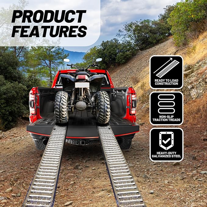 Rockland 84" x10" Steel Truck Ramps, 1000 LBS Capacity, Portable Trailer Ramps - Image 5