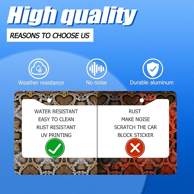 Snake Printed License Plate Frame Animal Skin Texture License Plate Stainless - Image 4