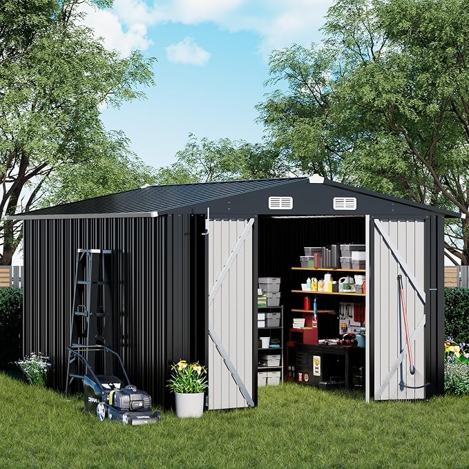 COMHOMA Shed Outdoor Storage Shed Metal, Lockable Doors Tool Sheds - Image 2