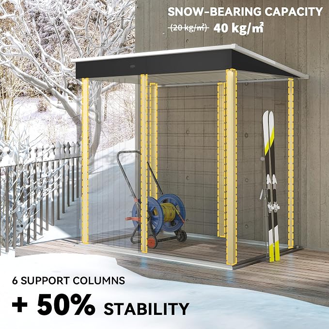 Outsunny 6' x 4' Outdoor Storage Shed, Metal Garden Tool Shed - Image 4