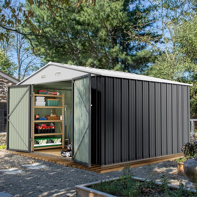 Devoko 10 x 10 FT Outdoor Storage Shed, Metal Garden Sheds & Outdoor Storage - Image 3