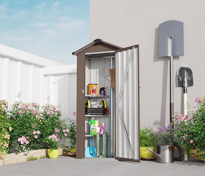 2.5x1.4 FT Outdoor Storage Shed, Small Metal Garden Shed by BNSPLY
