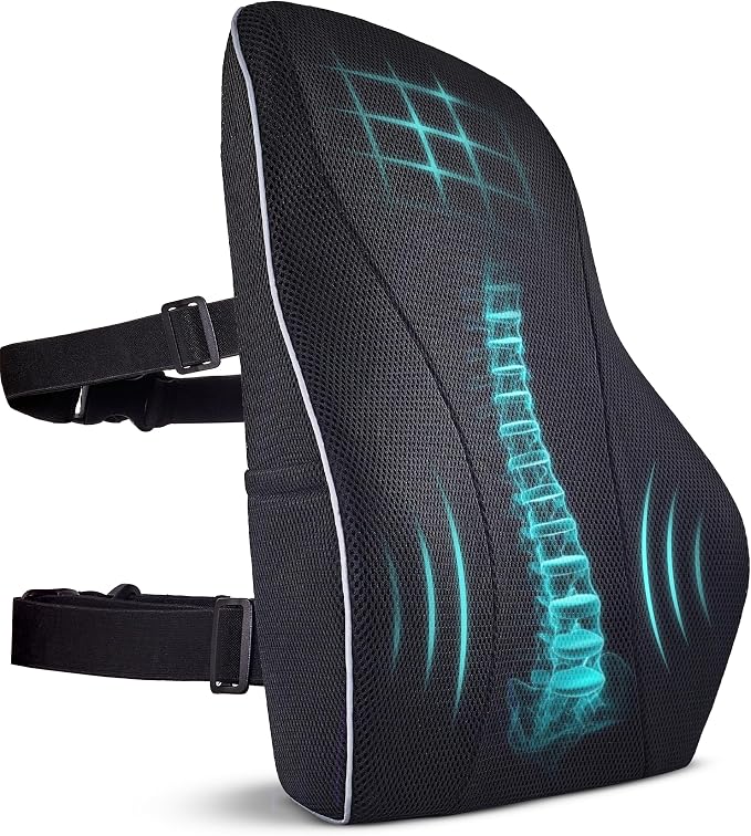 Extra Dense Lumbar Pillow with Double Adjustable Straps by Tularis