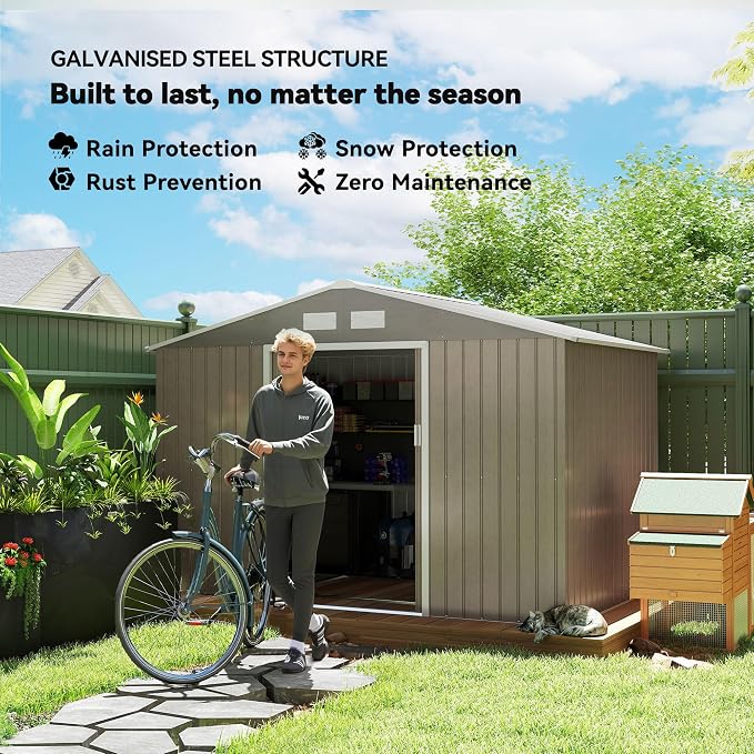 Outsunny 9' x 6' Outdoor Storage Shed, Garden Tool Metal Shed - Image 3