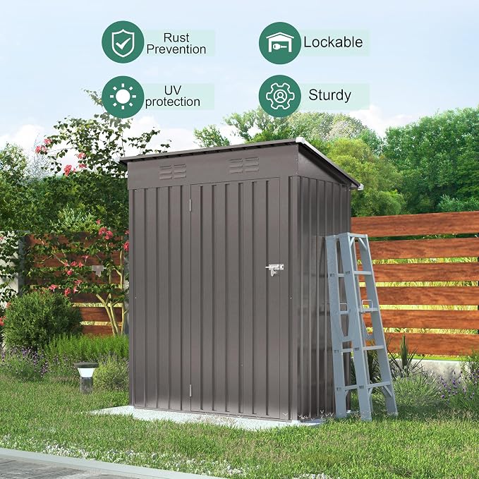 5x3x6FT Outdoor Storage Shed, Galvanized Steel Garden Shed - Image 4