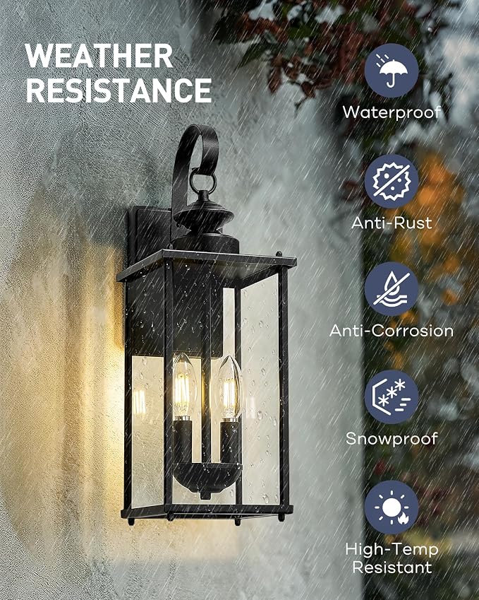kudos Porch Lights, 18.1 inch Large Outdoor Wall Light, E12 Sockets, Anti-Rust - Image 3